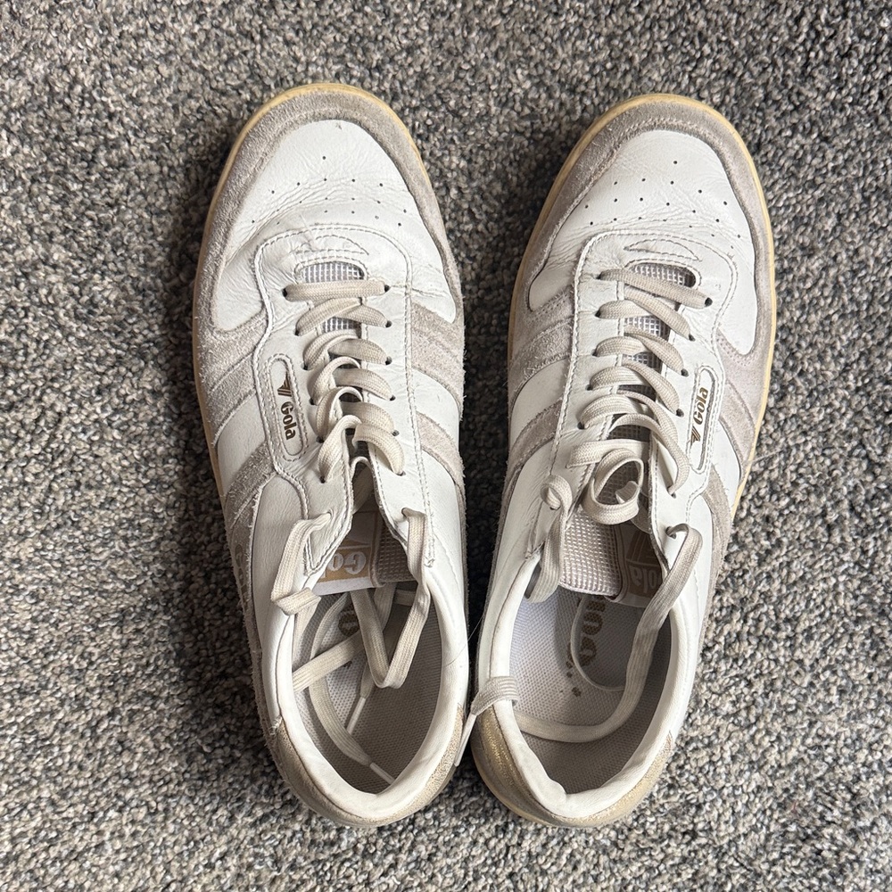 Anthropologie Gold Hawk White 9.5 Sneakers